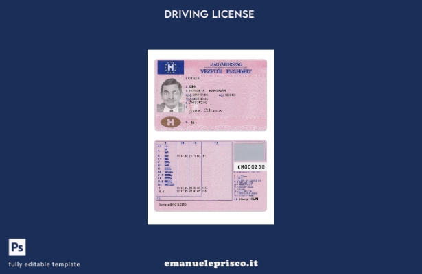 verified style modello di versione della patente di guida ungherese in stile verificato template