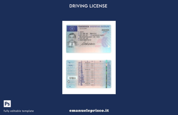 verified style modello presente di patente di guida tedesca in stile verificato template
