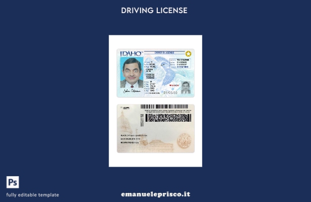 verified style modello presente patente di guida USA Idaho stile verificato 1 template
