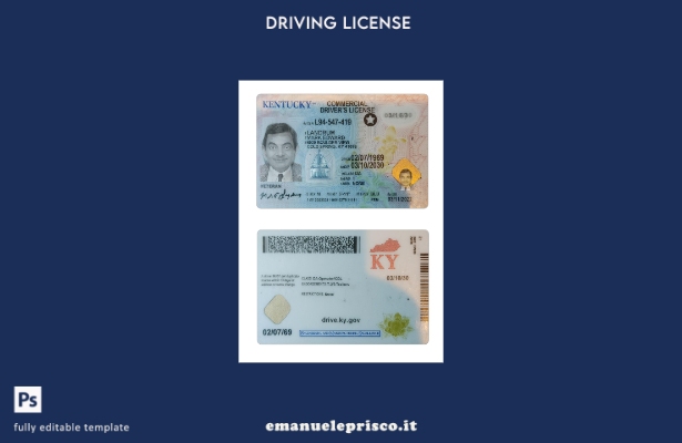verified style modello presente patente di guida USA Kentucky stile verificato 1 template