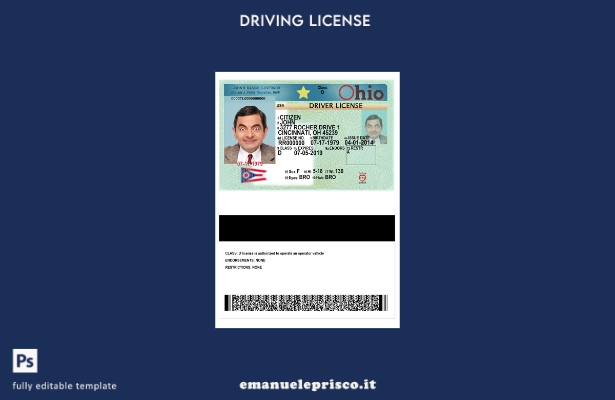 verified style modello presente patente di guida USA Ohio stile verificato template