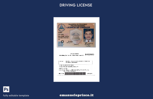 verified style modello presente patente di guida del Nicaragua stile verificato template