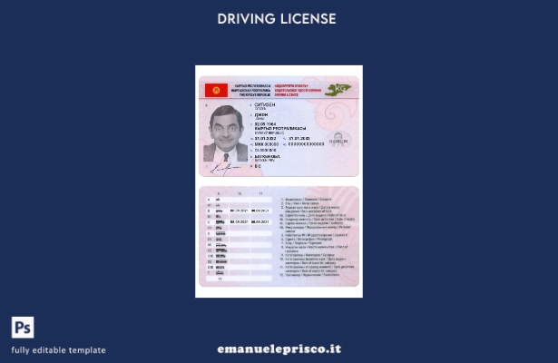 verified style modello presente patente di guida kirghisa stile verificato template