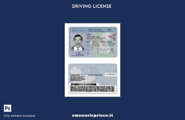 verified style modello verificato stile Canada Ontario DL ( presente). template