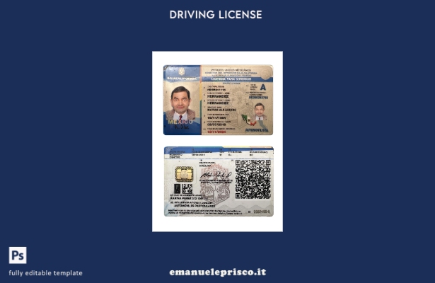 verified style stile verificato Modello di patente di guida dello stato del Messico Baja Califo template