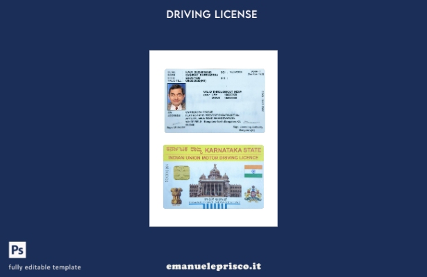 verified style stile verificato Modello di patente di guida dello stato dell'India Karnataka template