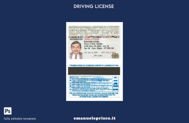 verified style stile verificato Modello di patente di guida internazionale template