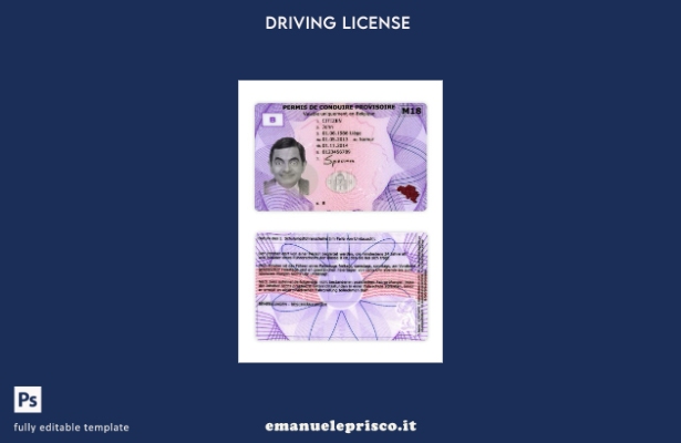 verified style stile verificato Modello di patente di guida provvisoria belga template
