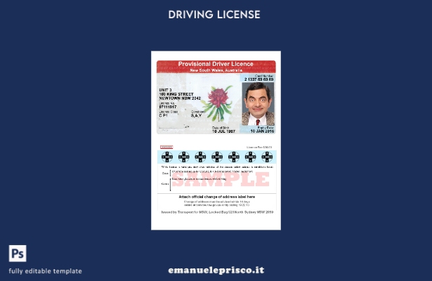 verified style stile verificato Modello di patente di guida provvisoria per l'Australia, nel Nu template