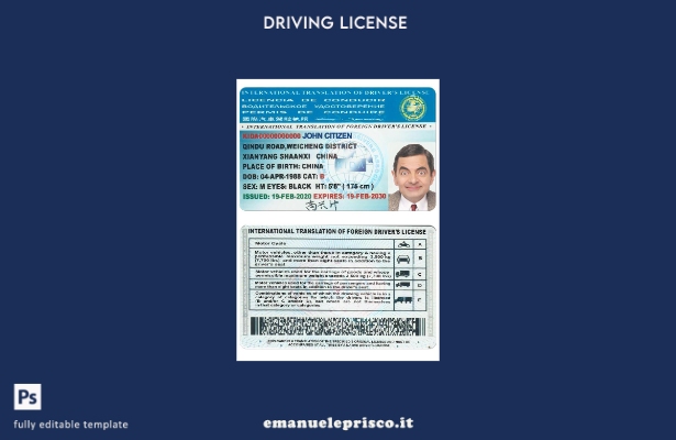 verified style stile verificato Traduzione internazionale del modello di patente di guida template