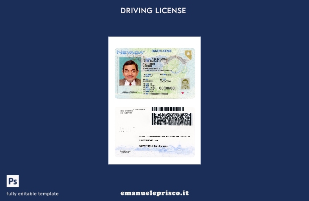 verified style stile verificato modello presente patente di guida USA Nevada template