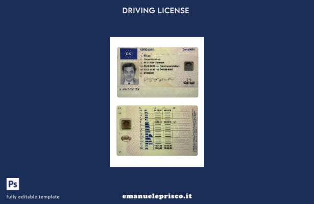 verified style stile verificato modello presente patente di guida danese template