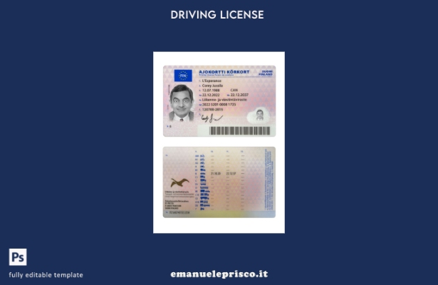 verified style stile verificato modello presente patente di guida finlandese 1 template