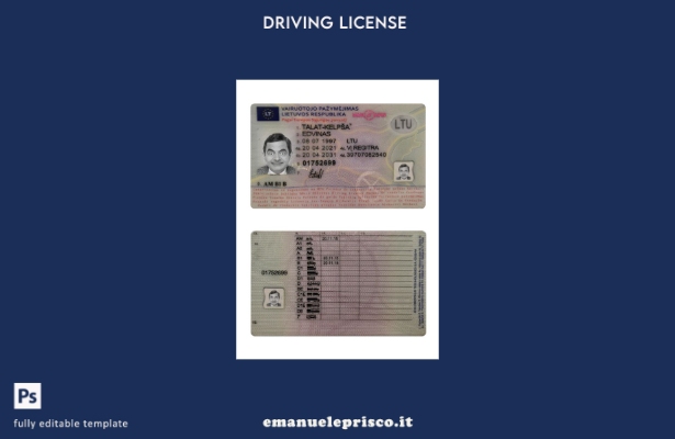 verified style stile verificato modello presente patente di guida lituana template