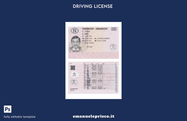verified style stile verificato modello presente patente di guida norvegese template