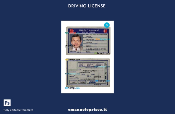 verified style stile verificato modello presente patente di guida turca template