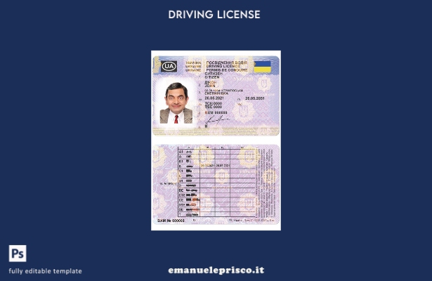 verified style stile verificato modello presente patente di guida ucraina template