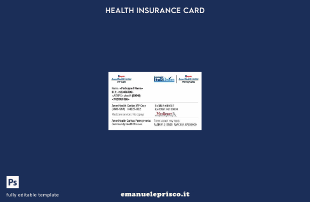 modello di tessera di assicurazione sanitaria Pennsylvania Community of HealthCh
