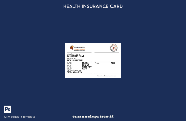 modello di tessera di assicurazione sanitaria dell'Etiopia in stile verificato