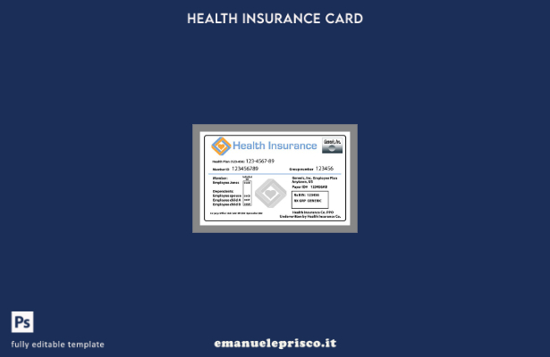 stile verificato Modello di tessera di assicurazione sanitaria USA Health Insura