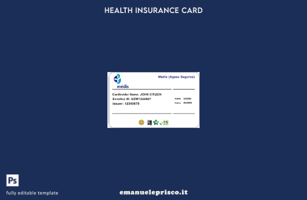 stile verificato Modello di tessera di assicurazione sanitaria portoghese