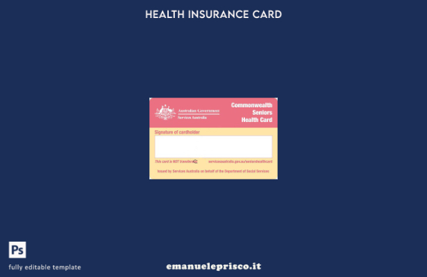 stile verificato Modello di tessera sanitaria per anziani in Australia