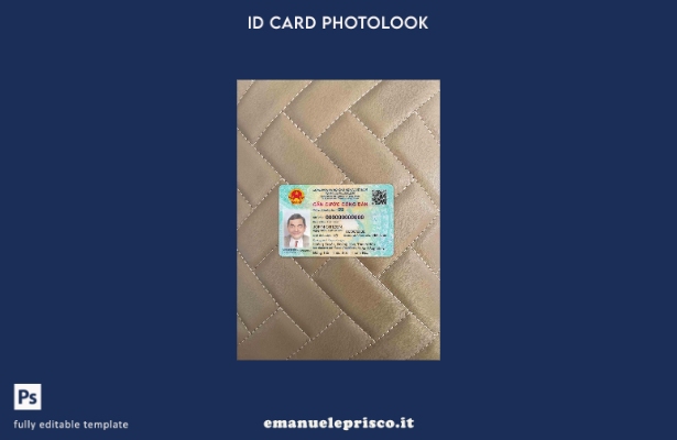 modello FRONTALE della carta d'identità del Vietnam in stile verificato