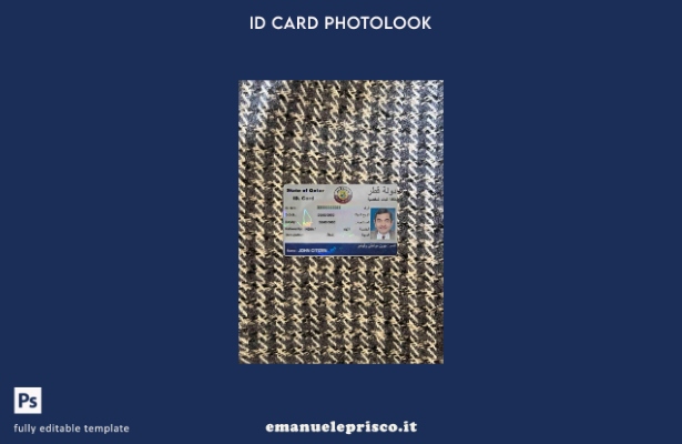 modello FRONTALE photolook della carta d'identità del Qatar in stile verificato