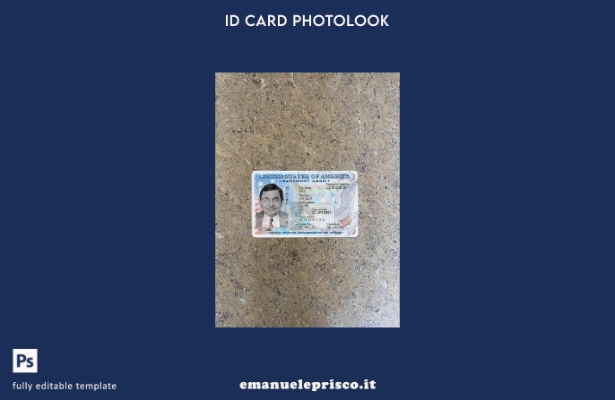 modello FRONTALE photolook della carta d'identità del passaporto USA in stile ve
