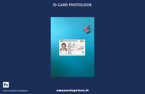 modello FRONTALE photolook della carta d'identità dell'Uzbekistan in stile verif