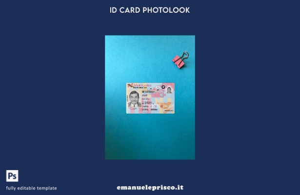 modello frontale photolook per carta d'identità USA Maryland in stile verificato