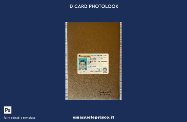 modello frontale photolook per carta d'identità USA Pennsylvania in stile verifi