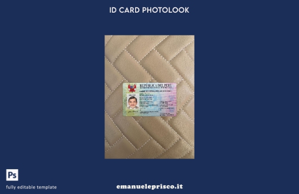modello frontale photolook per carta d'identità nazionale del Perù in stile veri