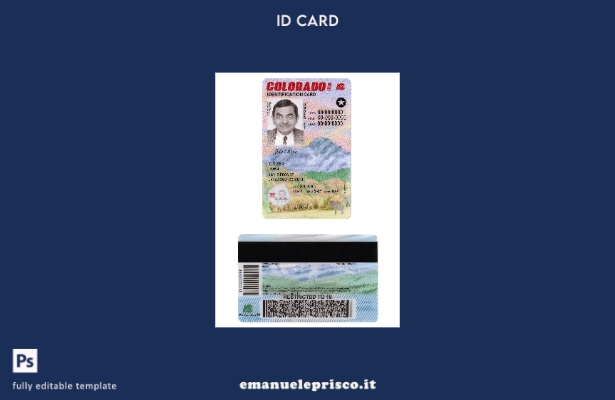 Carta d'identità USA Colorado stile verificato secondo il modello