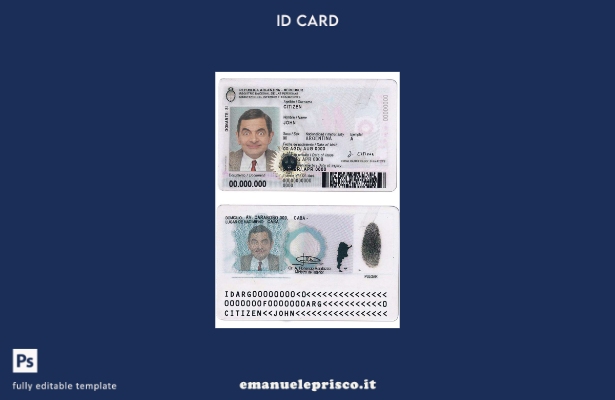 Carta d'identità argentina in stile verificato modello attuale