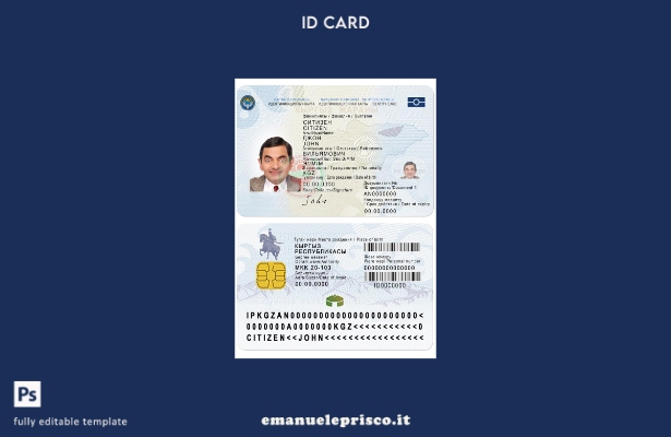 Carta d'identità kirghisa in stile verificato, modello presente