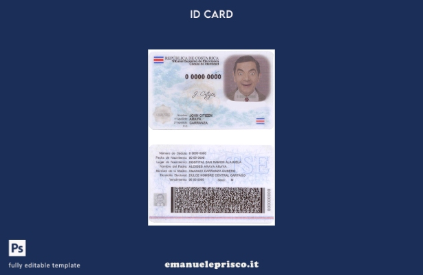 modello ID Costa Rica in stile verificato