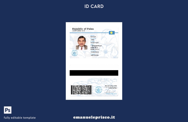 modello di carta d'identità Palau in stile verificato