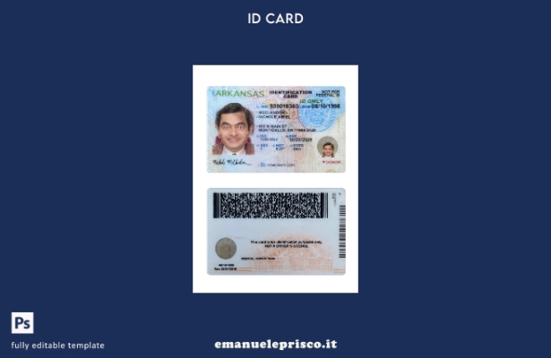 modello di carta d'identità USA Arkansas in stile verificato