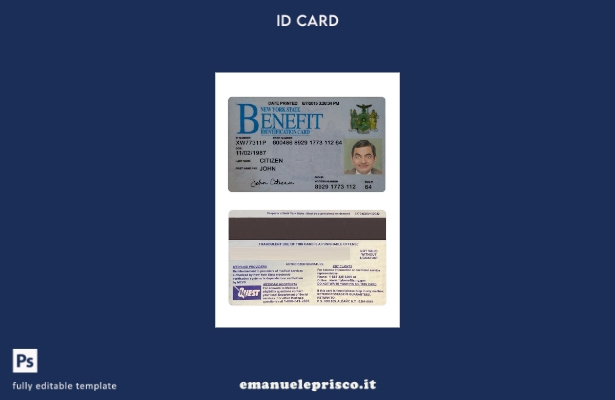 modello di carta d'identità benefit USA New York stile verificato