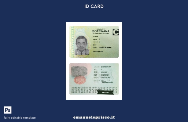 modello di carta d'identità del Botswana in stile verificato