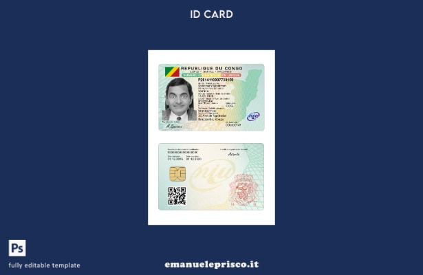 modello di carta d'identità del Congo in stile verificato