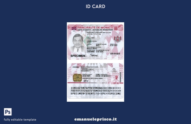 modello di carta d'identità digitale di Monaco in stile verificato
