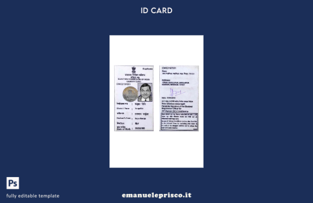 modello di carta d'identità indiana in stile verificato