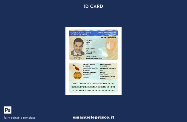 modello di carta d'identità maltese in stile verificato