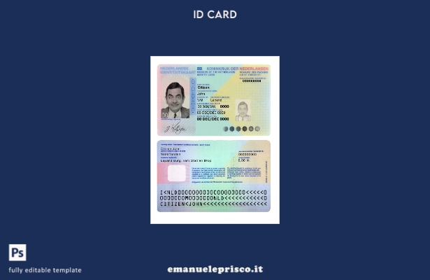 modello di carta d'identità olandese in stile verificato