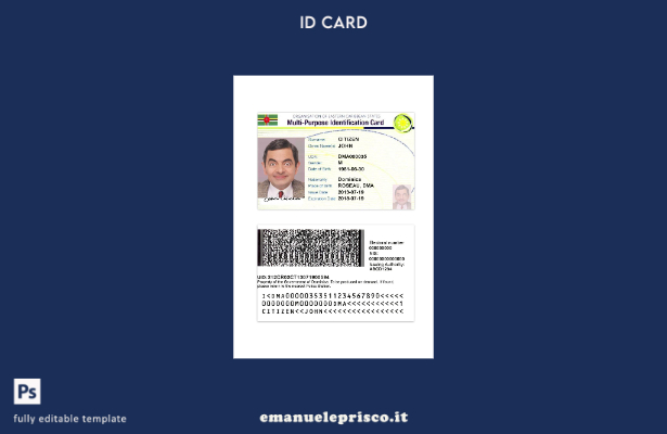 modello di carta di identificazione multiuso degli Stati dei Caraibi orientali i