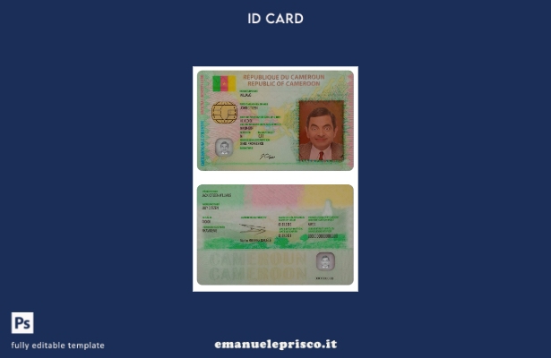 modello di documento d'identità Camerun in stile verificato