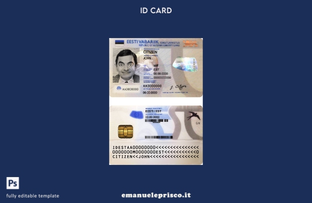 modello di documento d'identità Estonia in stile verificato