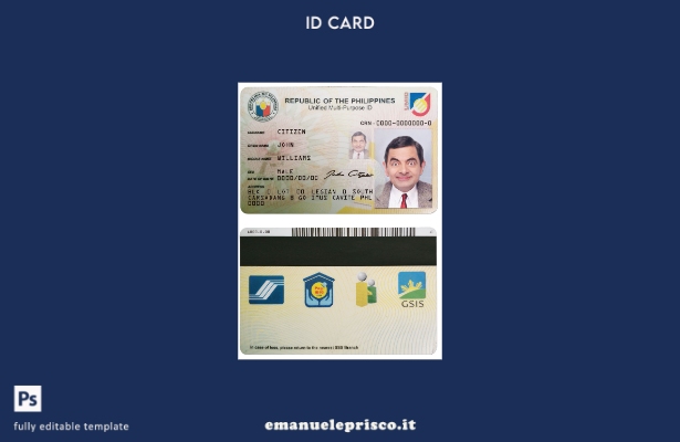 modello di documento d'identità Filippine in stile verificato